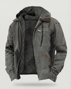 Men's Fleece-Lined Hooded Jacket with Zip Front