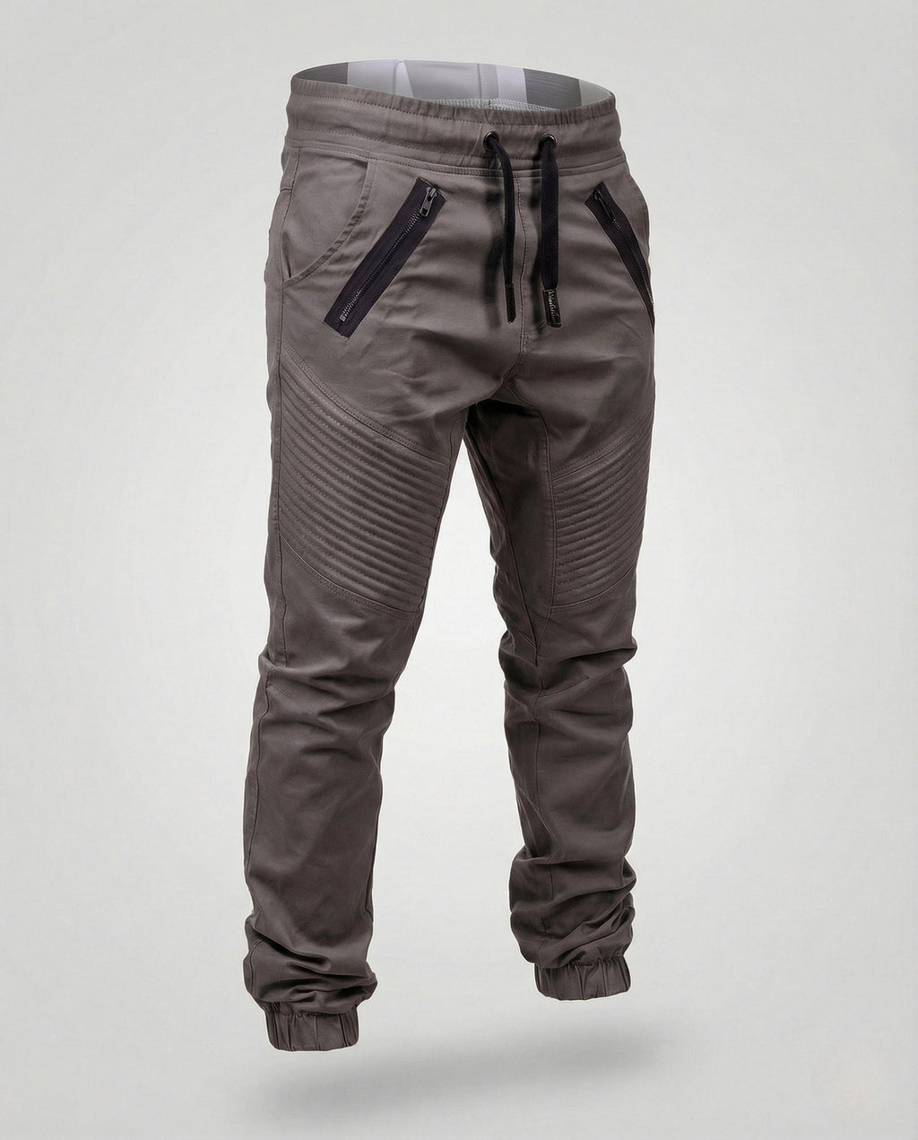 Men's Tapered Joggers with Zip Pockets and Biker Panels