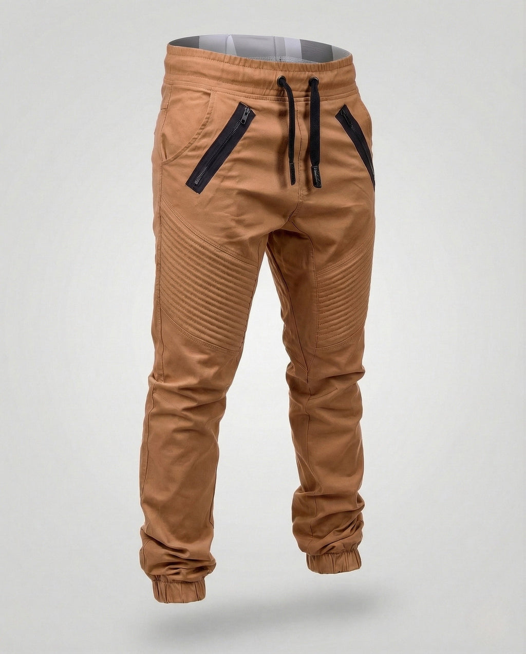 Men's Tapered Joggers with Zip Pockets and Biker Panels