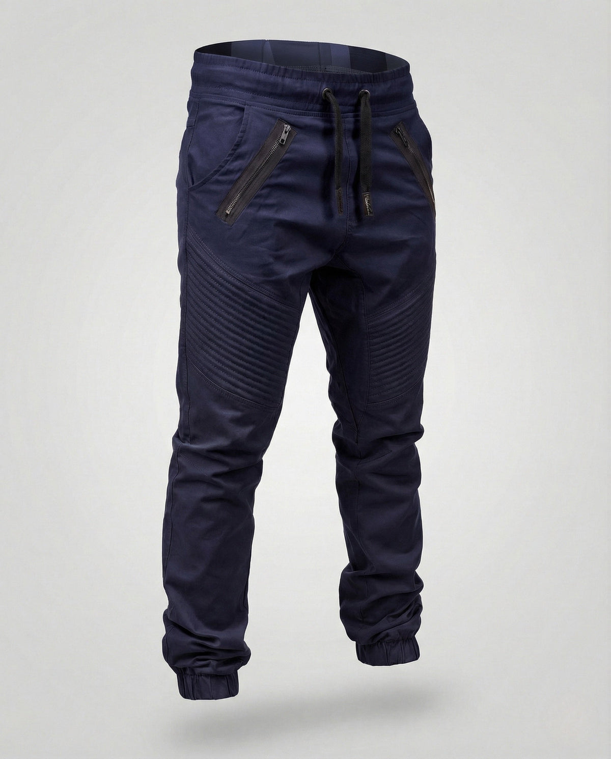 Men's Tapered Joggers with Zip Pockets and Biker Panels