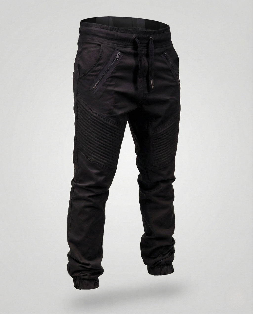 Men's Tapered Joggers with Zip Pockets and Biker Panels