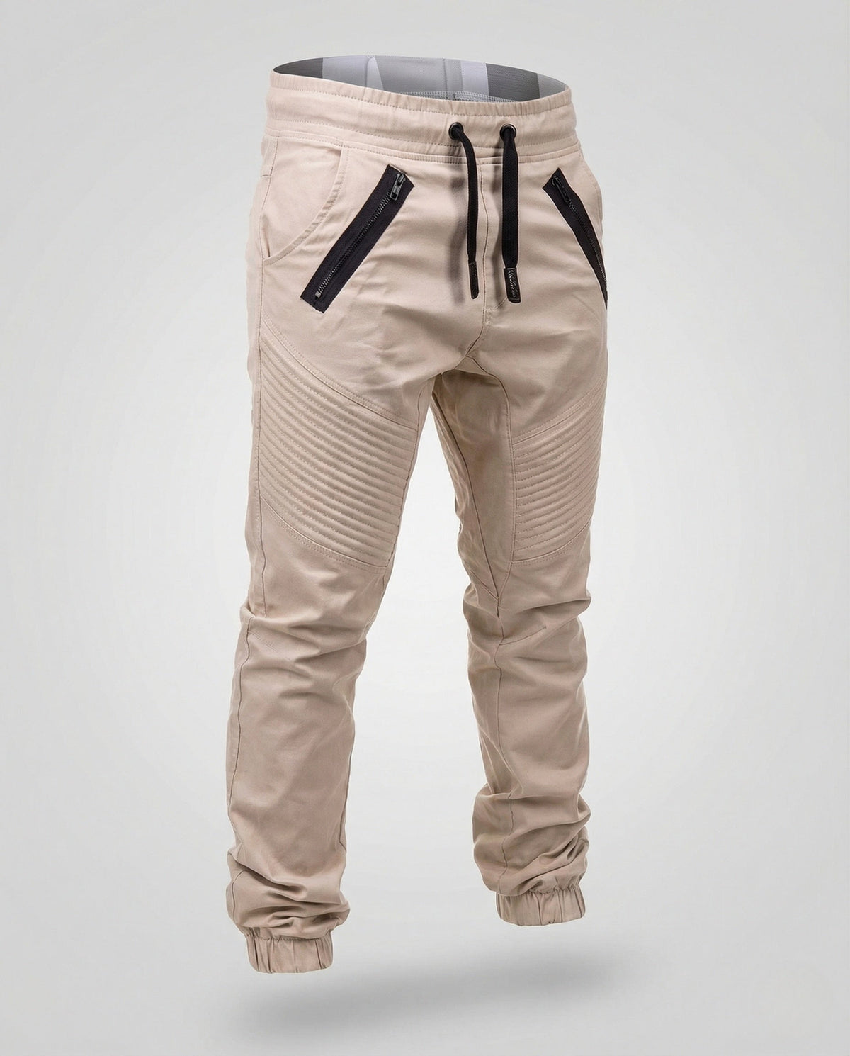 Men's Tapered Joggers with Zip Pockets and Biker Panels