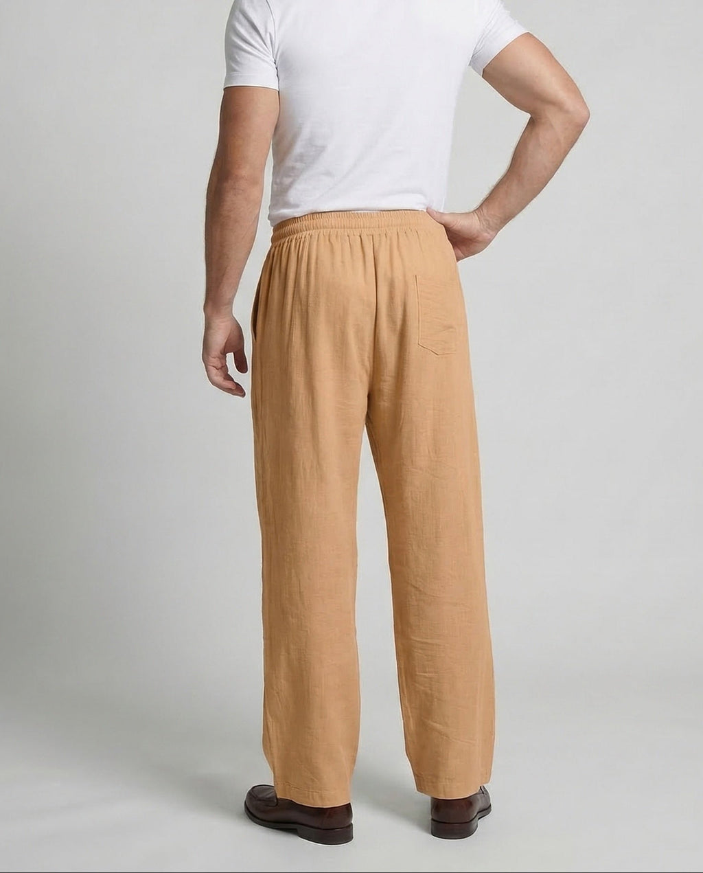 Men's Relaxed linen-look Blend Trousers with Drawstring Waist