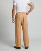 Men's Relaxed linen-look Blend Trousers with Drawstring Waist