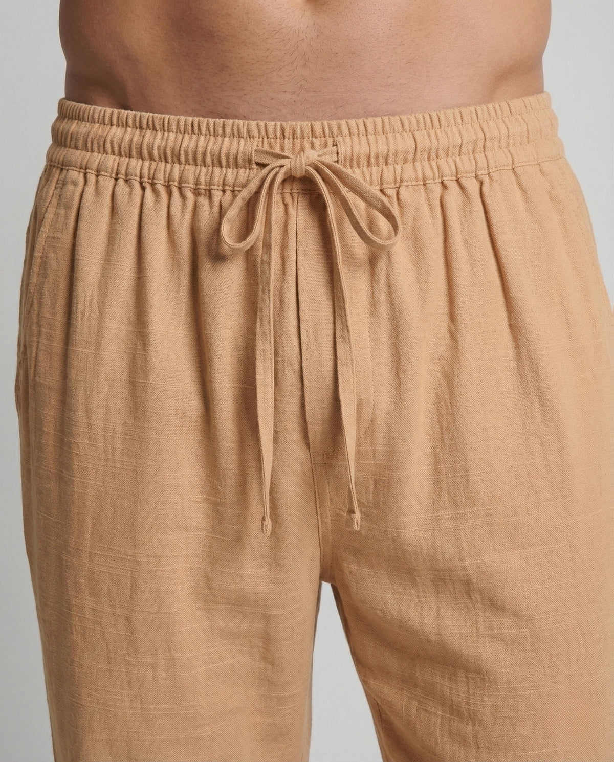 Men's Relaxed linen-look Blend Trousers with Drawstring Waist