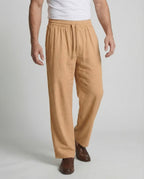Men's Relaxed linen-look Blend Trousers with Drawstring Waist