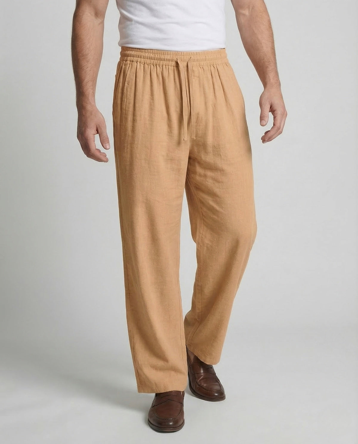 Men's Relaxed linen-look Blend Trousers with Drawstring Waist