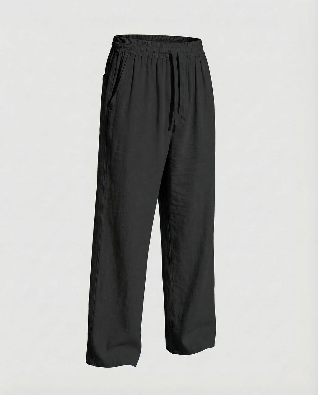 Men's Relaxed linen-look Blend Trousers with Drawstring Waist