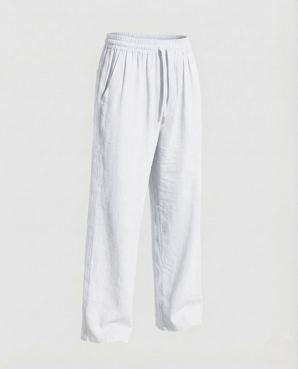 Men's Relaxed linen-look Blend Trousers with Drawstring Waist