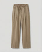 Men's Cotton Blend Drawstring Trousers with Front Pleats