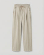 Men's Cotton Blend Drawstring Trousers with Front Pleats
