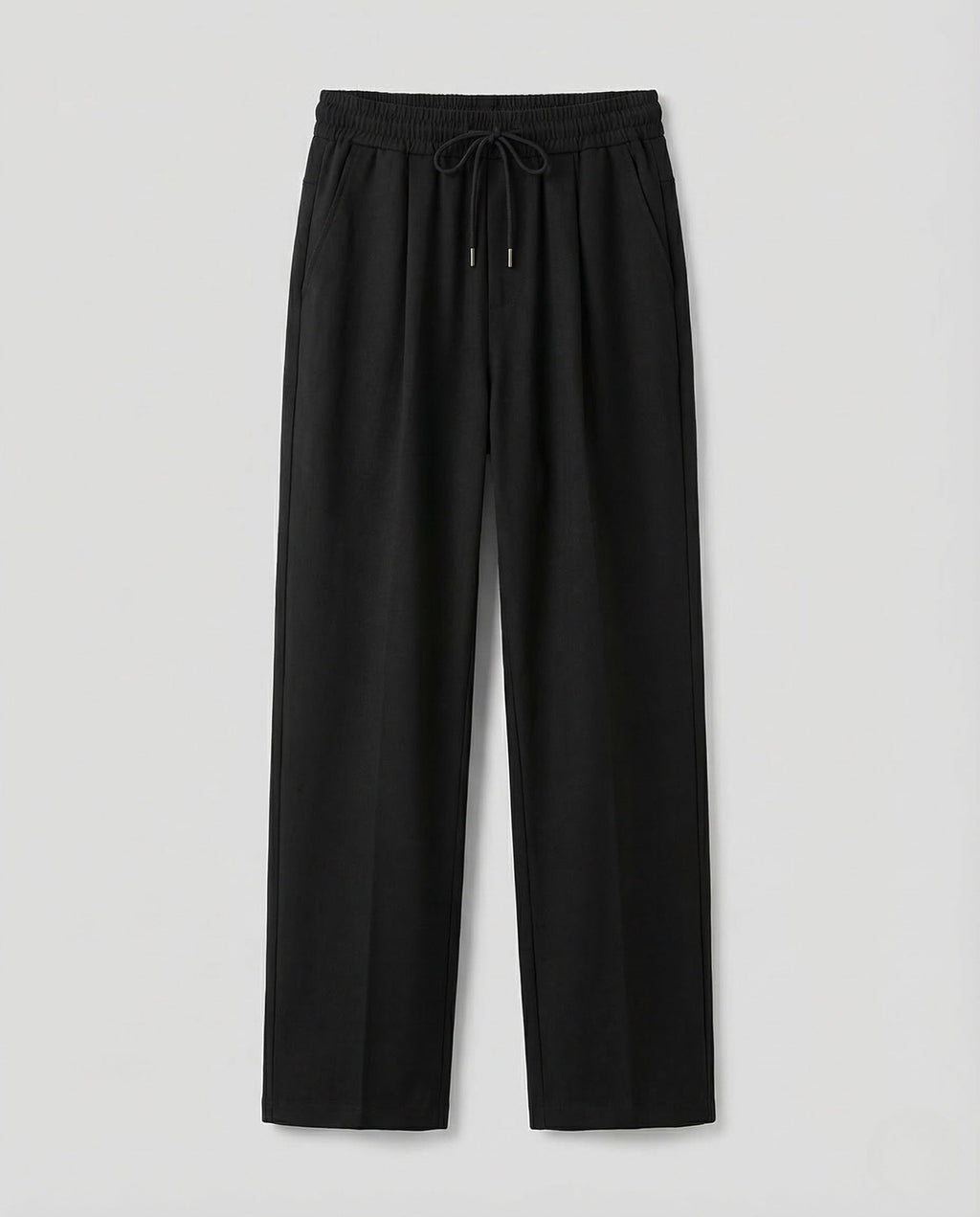 Men's Cotton Blend Drawstring Trousers with Front Pleats