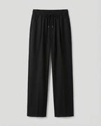 Men's Cotton Blend Drawstring Trousers with Front Pleats