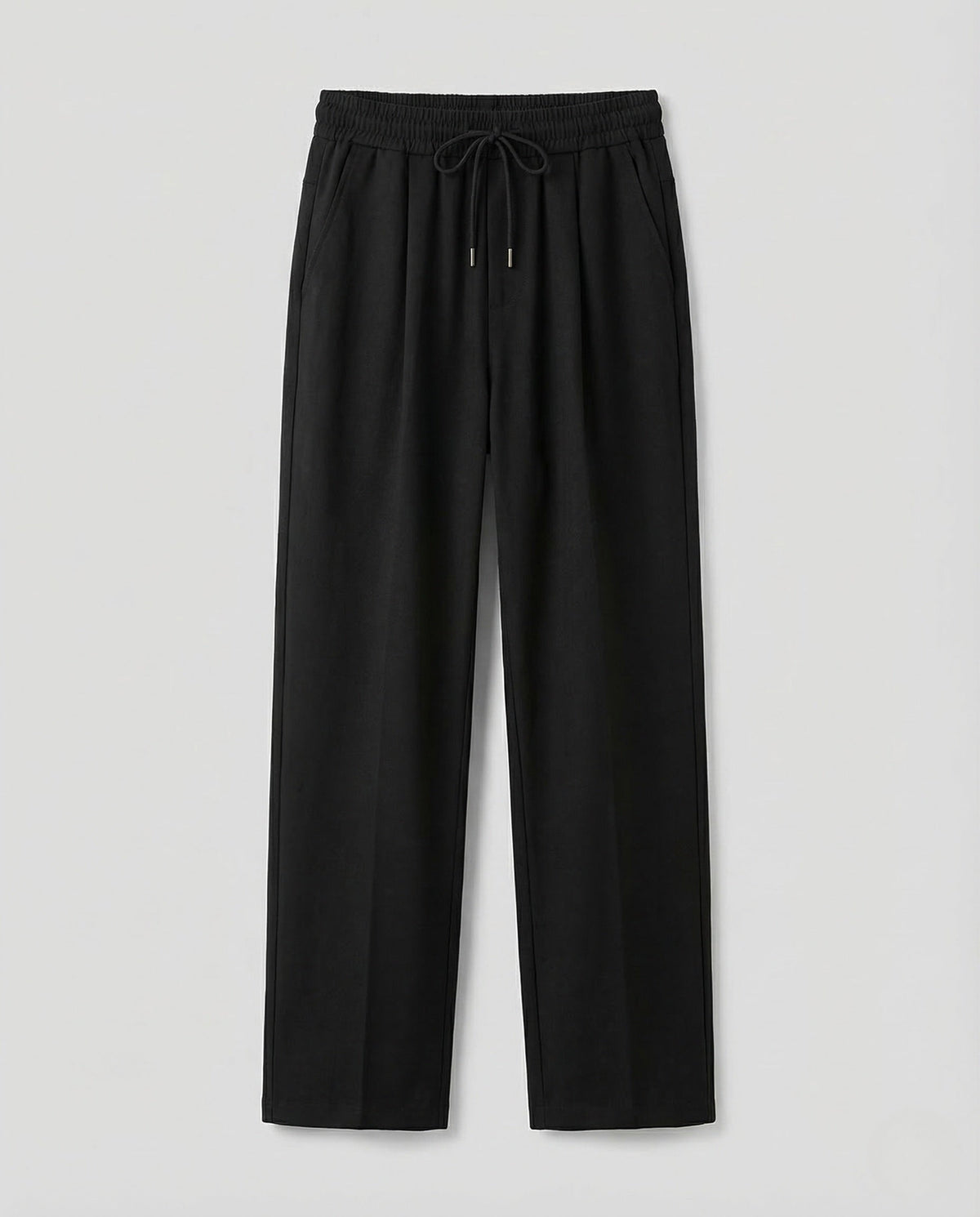 Men's Cotton Blend Drawstring Trousers with Front Pleats
