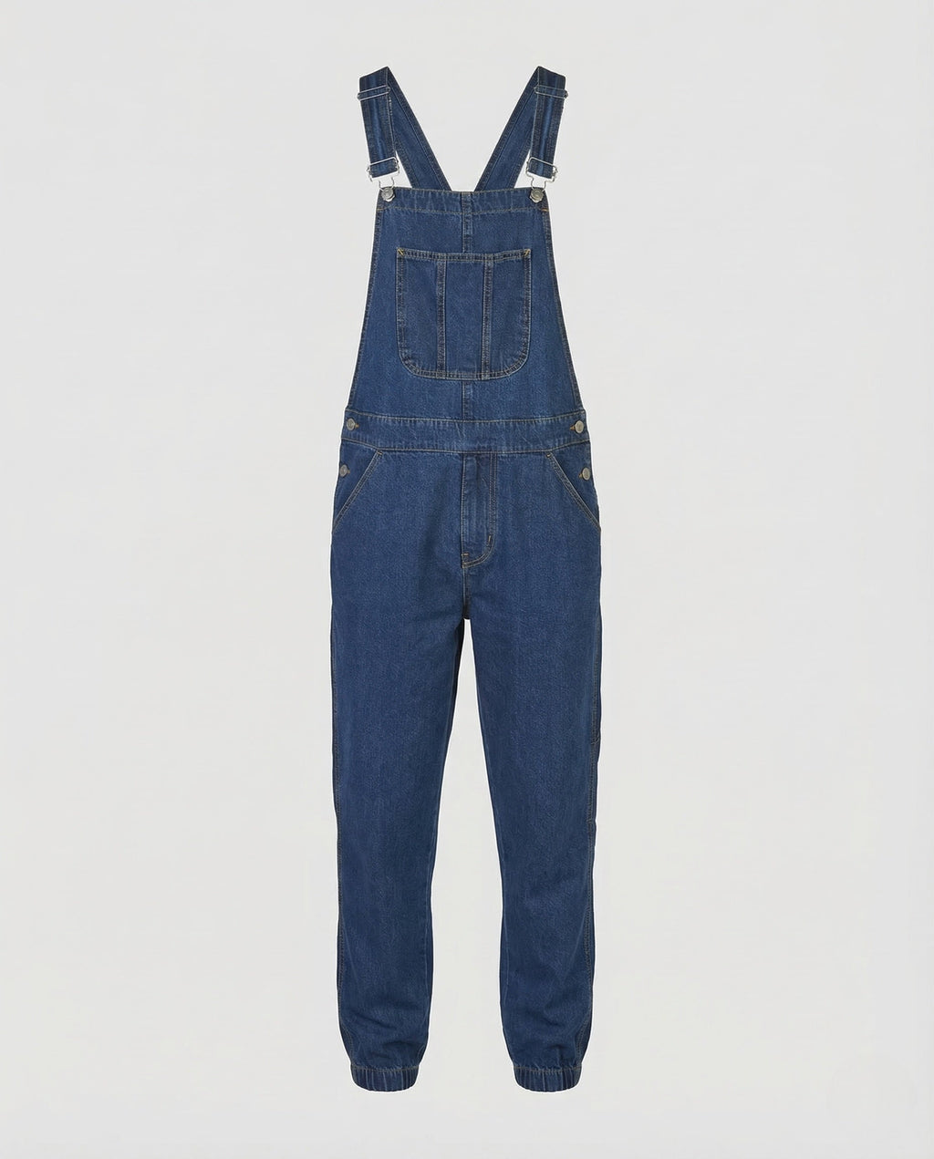 Men's Relaxed Denim Dungarees with Adjustable Straps and Bib Pocket