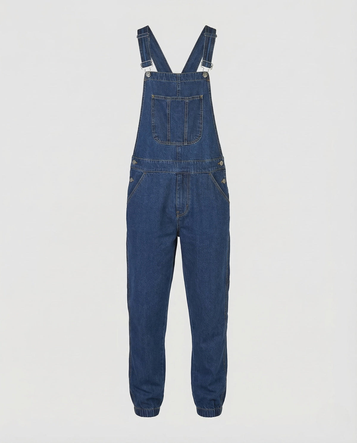 Men's Relaxed Denim Dungarees with Adjustable Straps and Bib Pocket