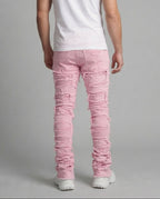 Men's Distressed Skinny Jeans with Frayed Detailing