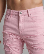 Men's Distressed Skinny Jeans with Frayed Detailing
