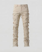 Men's Distressed Skinny Jeans with Frayed Detailing