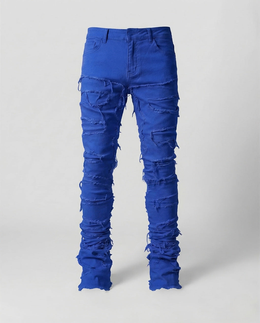 Men's Distressed Skinny Jeans with Frayed Detailing
