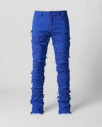 Men's Distressed Skinny Jeans with Frayed Detailing
