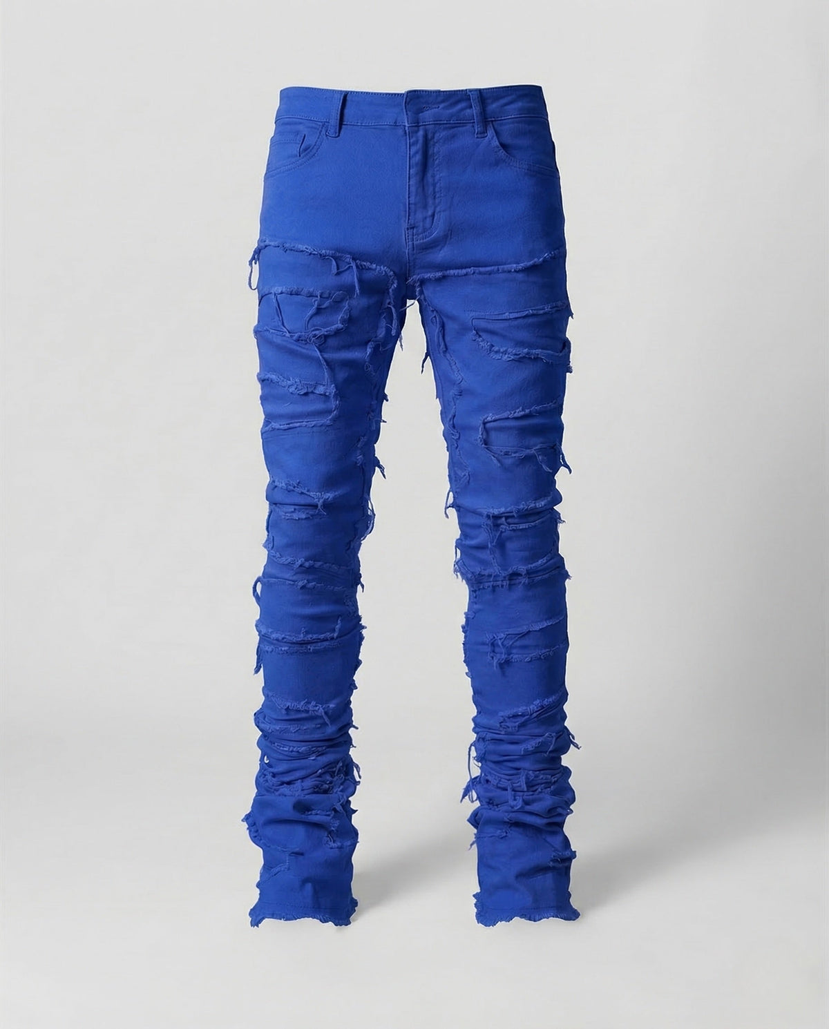 Men's Distressed Skinny Jeans with Frayed Detailing