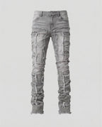 Men's Distressed Skinny Jeans with Frayed Detailing