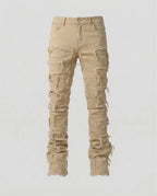 Men's Distressed Skinny Jeans with Frayed Detailing