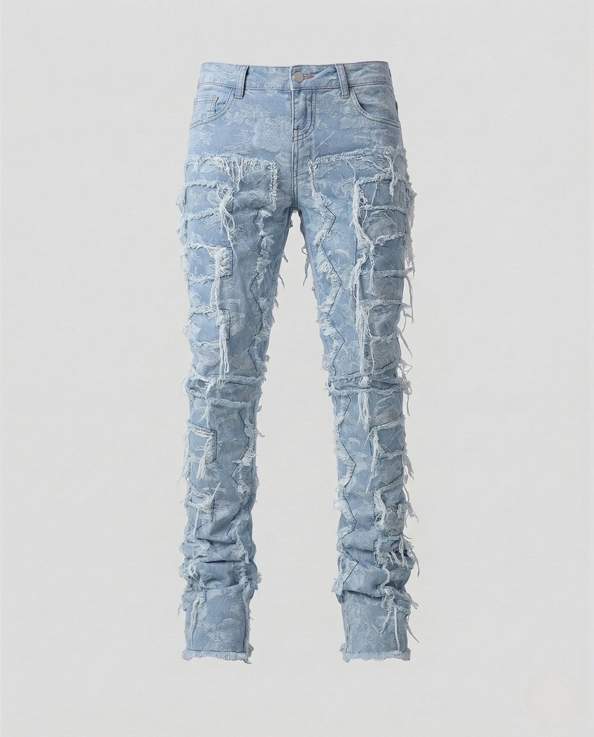 Men's Distressed Skinny Jeans with Frayed Detailing
