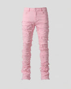Men's Distressed Skinny Jeans with Frayed Detailing