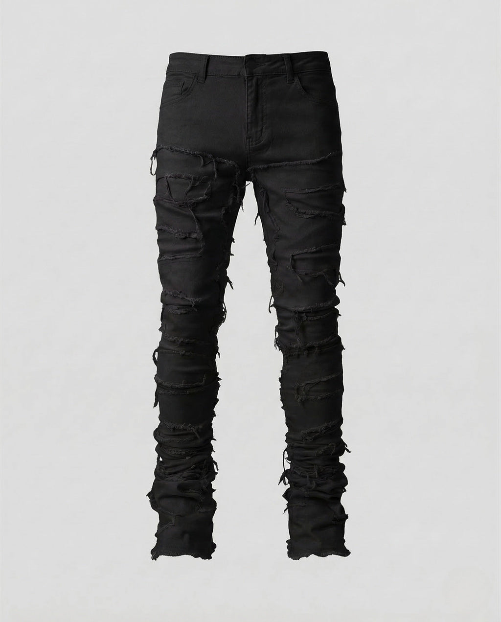 Men's Distressed Skinny Jeans with Frayed Detailing