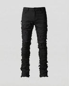 Men's Distressed Skinny Jeans with Frayed Detailing