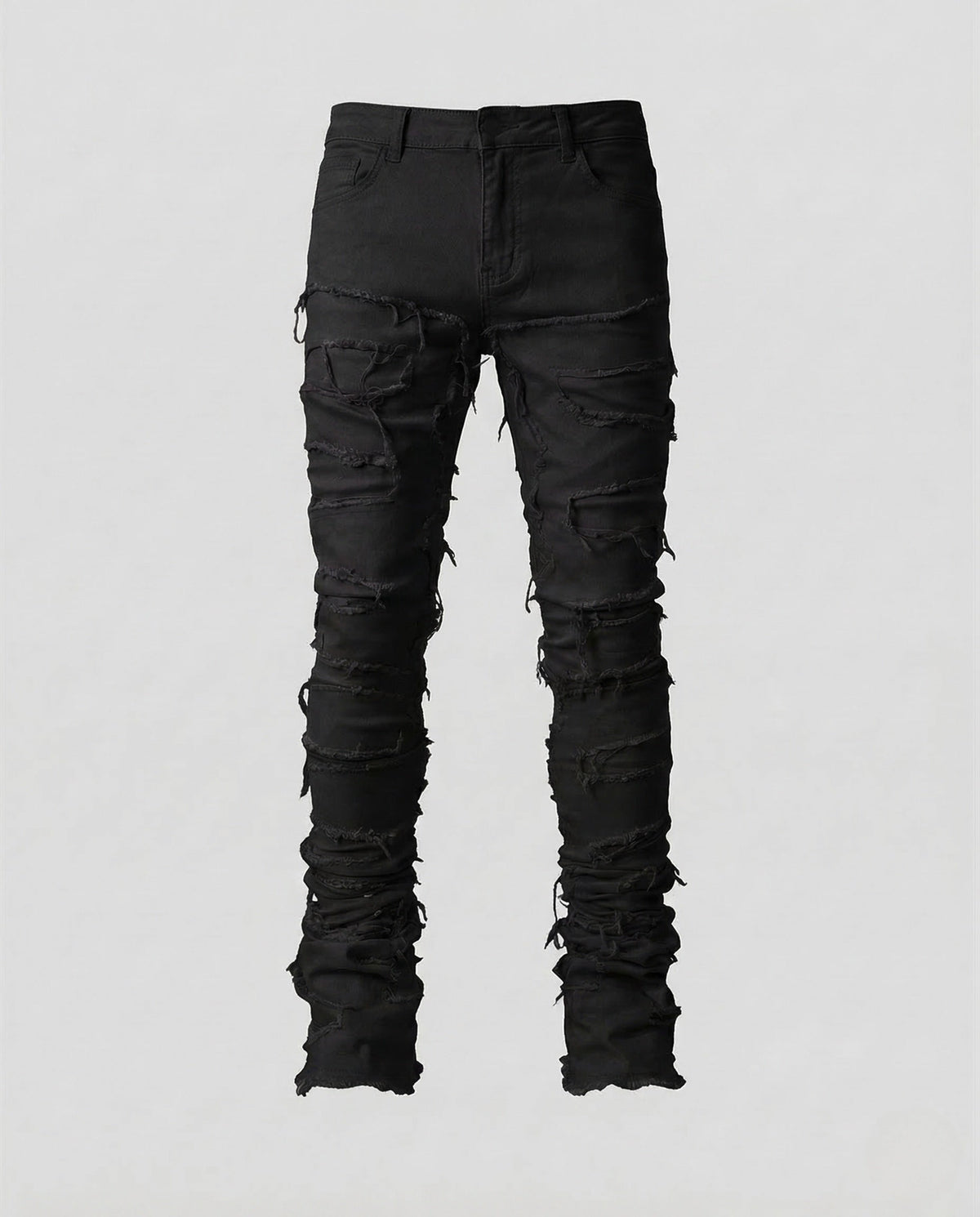 Men's Distressed Skinny Jeans with Frayed Detailing
