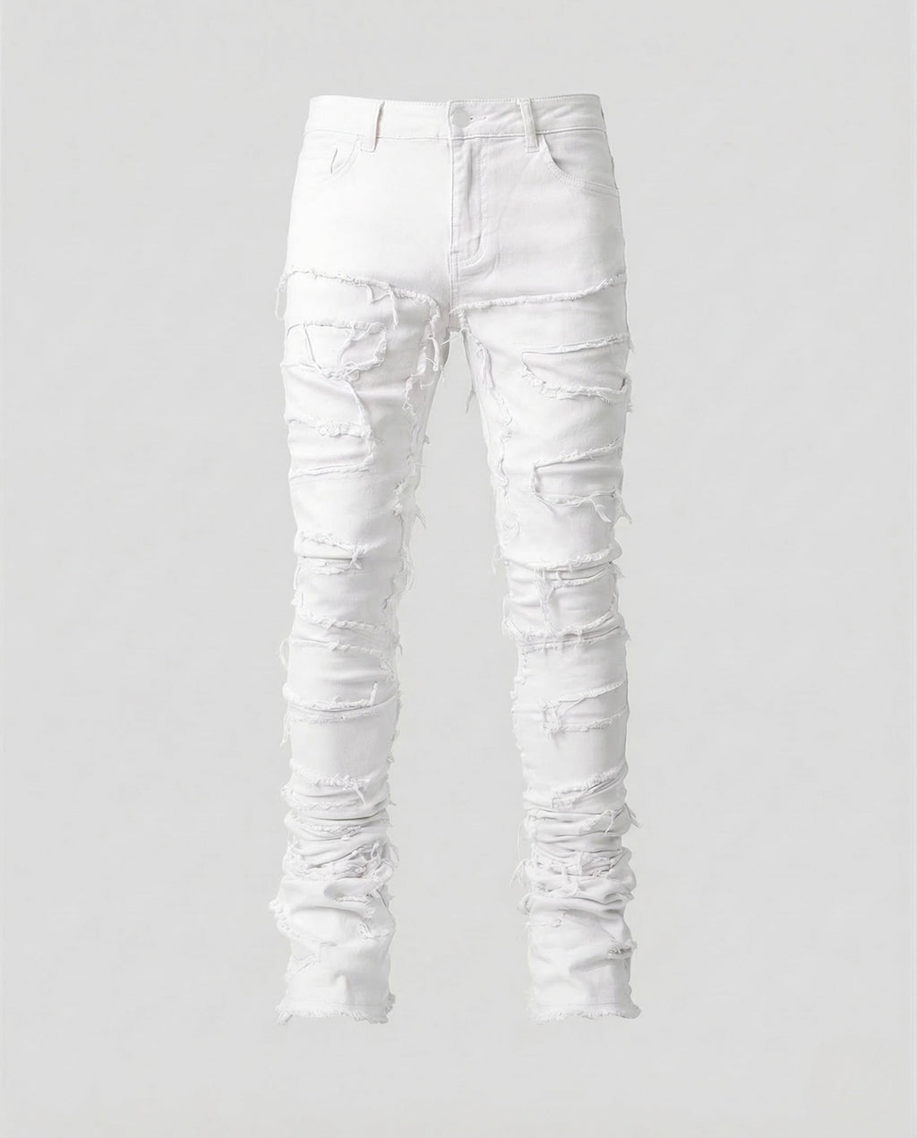 Men's Distressed Skinny Jeans with Frayed Detailing