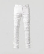 Men's Distressed Skinny Jeans with Frayed Detailing