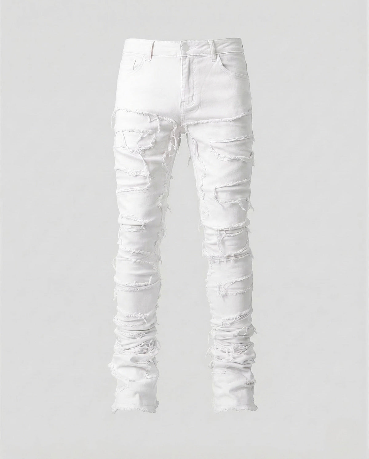 Men's Distressed Skinny Jeans with Frayed Detailing