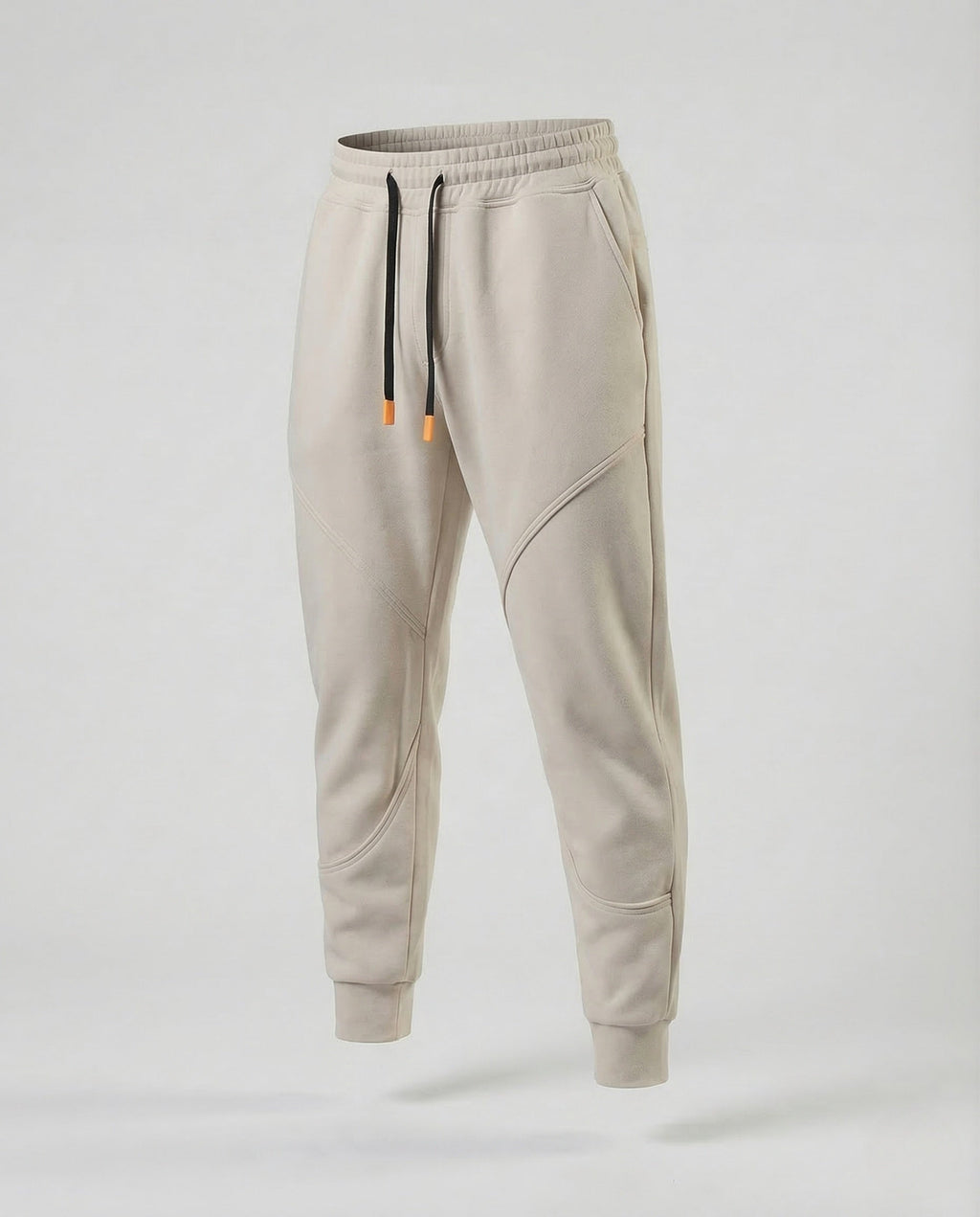Men's Tapered Joggers with Curved Panel Seams and Drawstring Waist