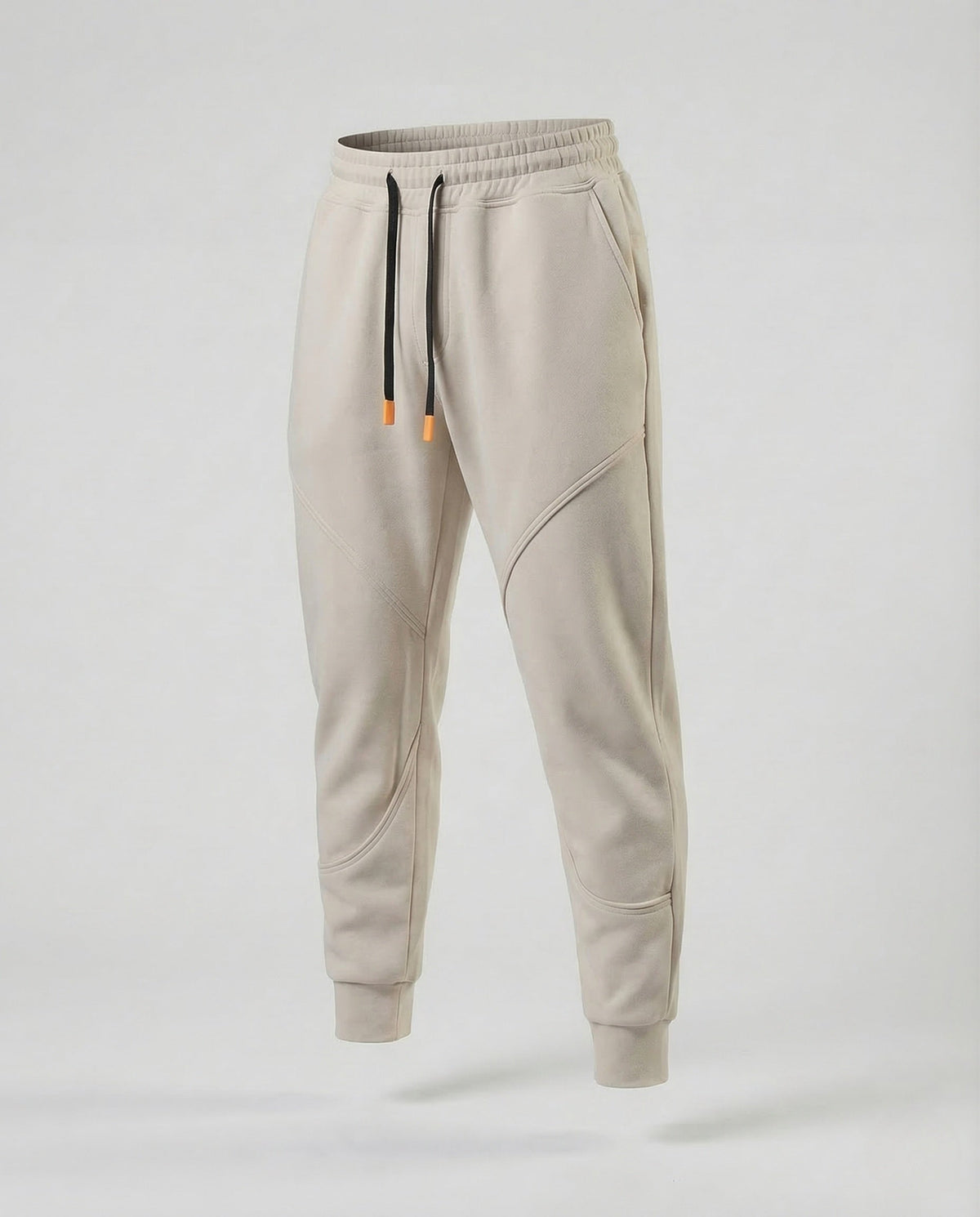 Men's Tapered Joggers with Curved Panel Seams and Drawstring Waist