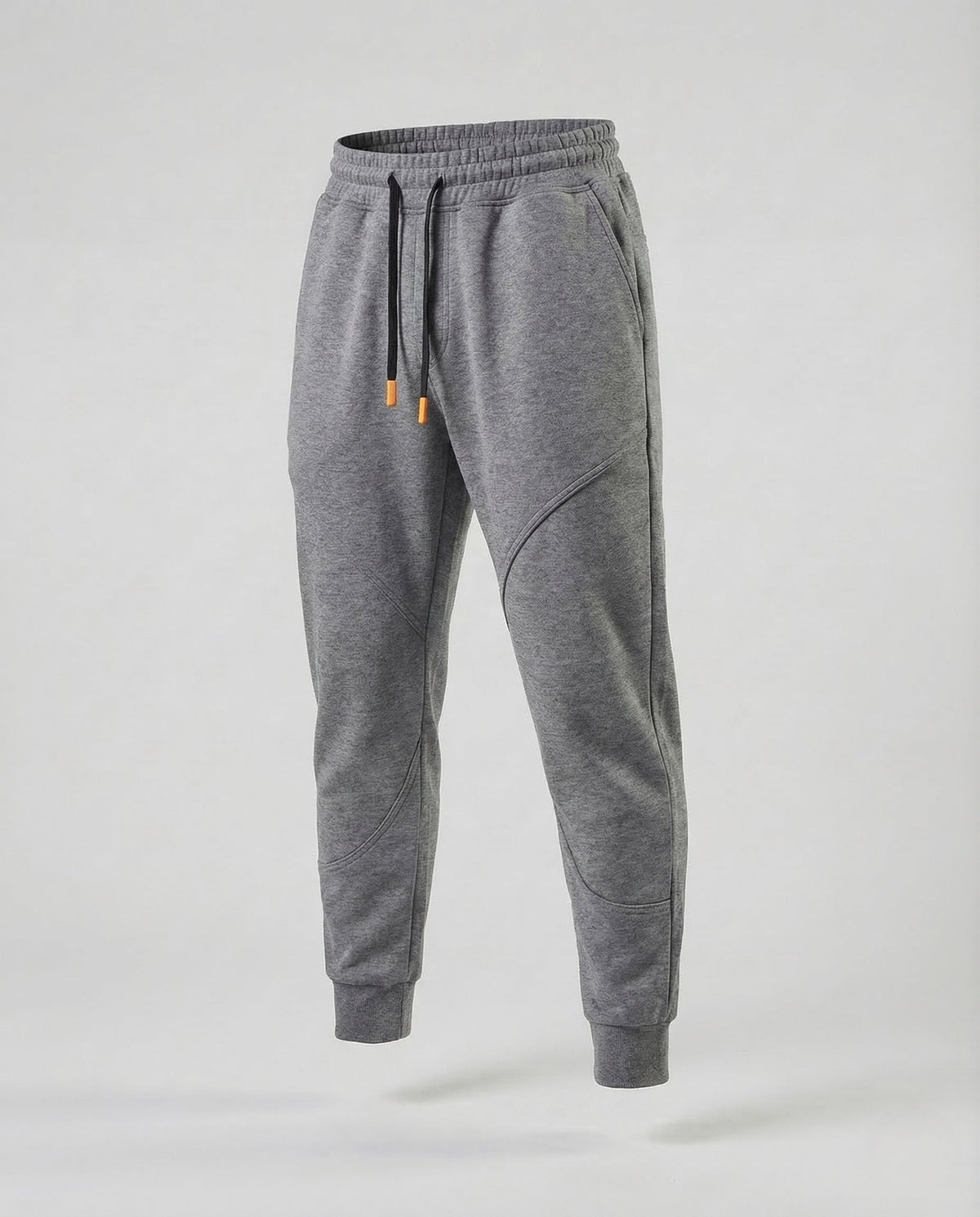 Men's Tapered Joggers with Curved Panel Seams and Drawstring Waist
