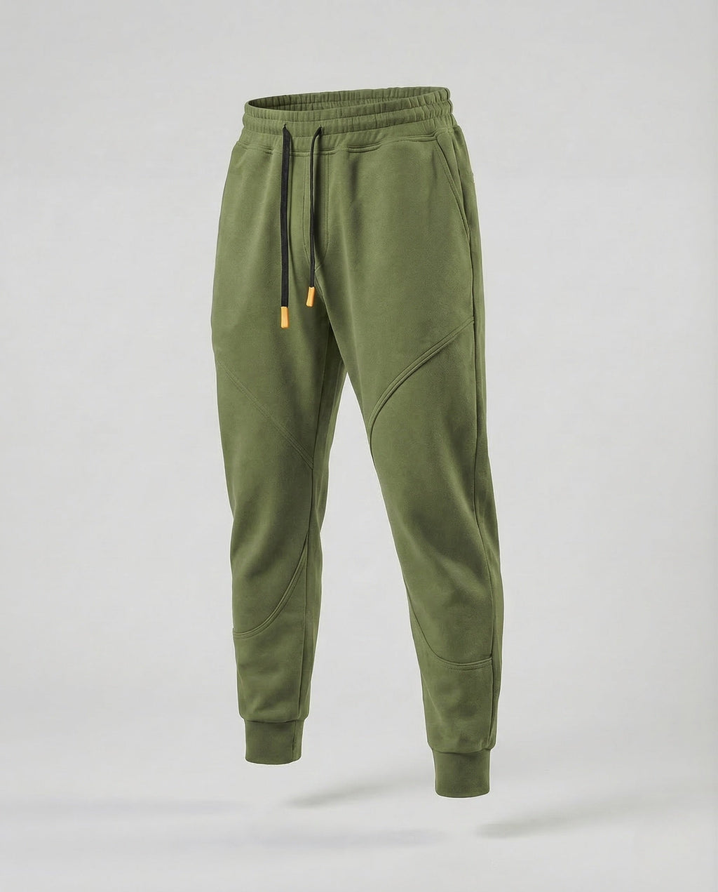 Men's Tapered Joggers with Curved Panel Seams and Drawstring Waist
