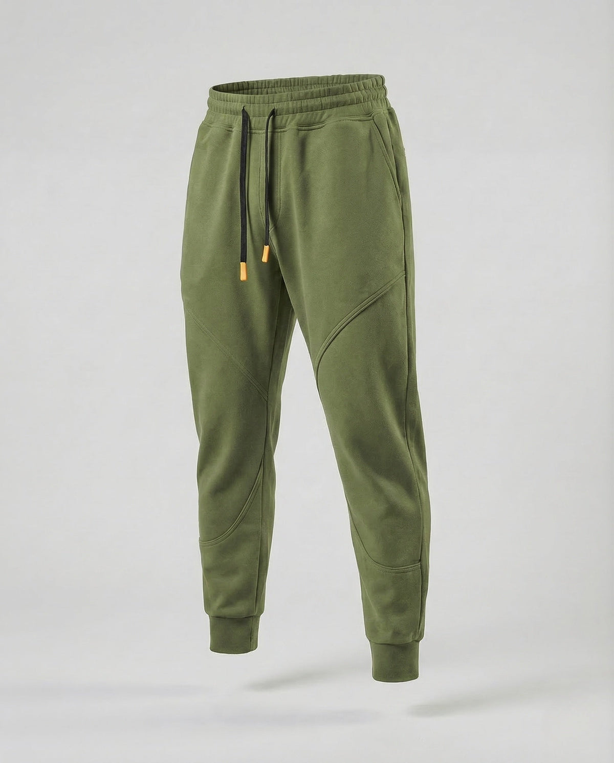 Men's Tapered Joggers with Curved Panel Seams and Drawstring Waist