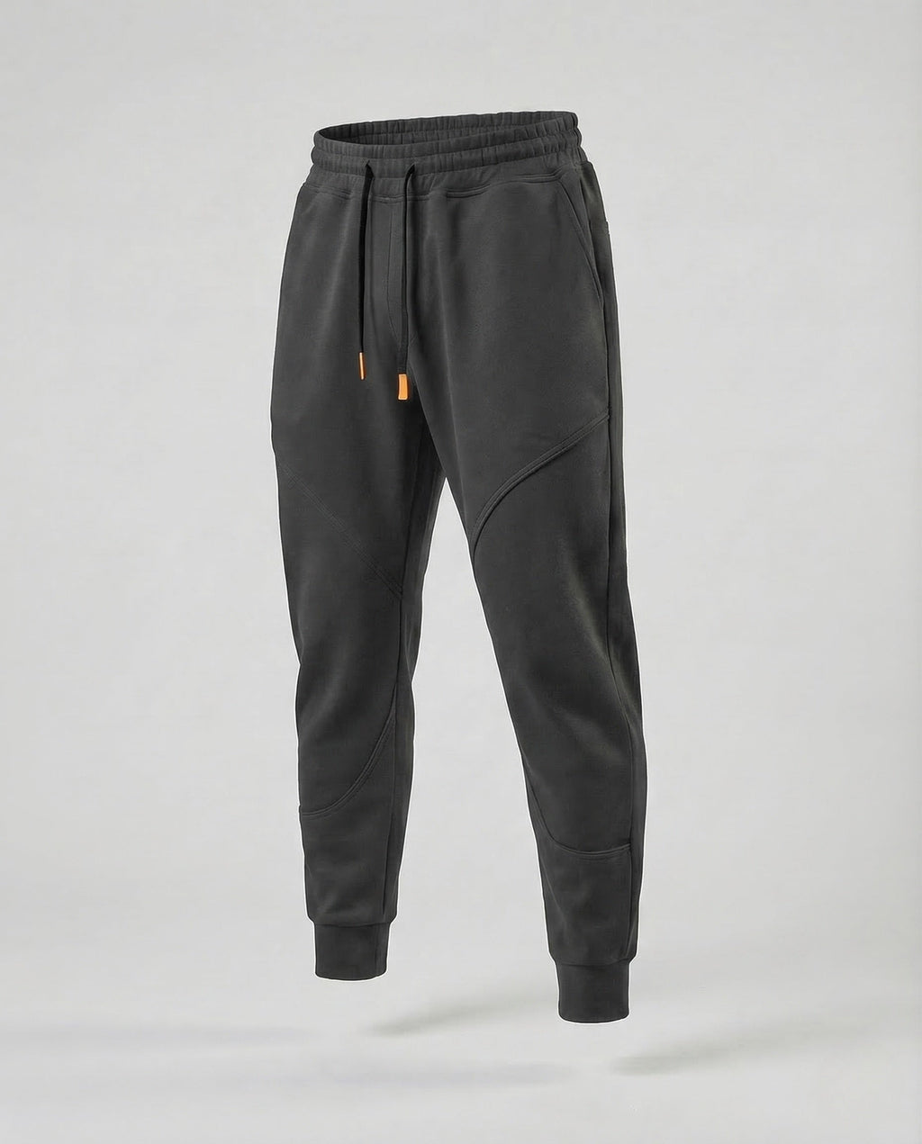Men's Tapered Joggers with Curved Panel Seams and Drawstring Waist