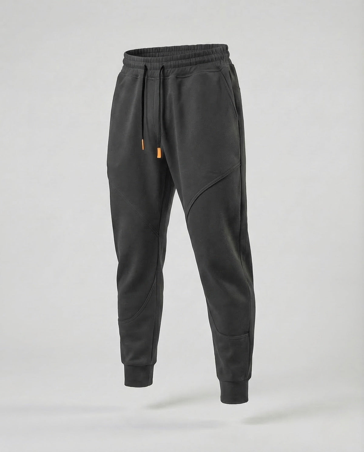 Men's Tapered Joggers with Curved Panel Seams and Drawstring Waist