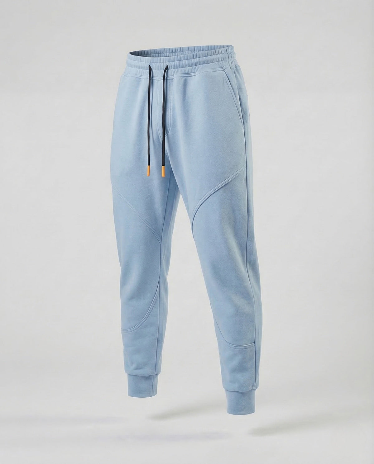 Men's Tapered Joggers with Curved Panel Seams and Drawstring Waist
