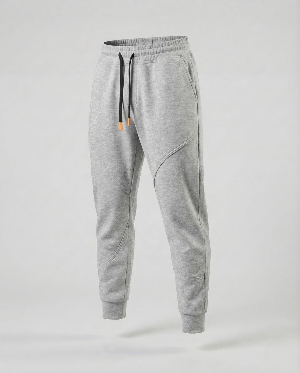 Men's Tapered Joggers with Curved Panel Seams and Drawstring Waist