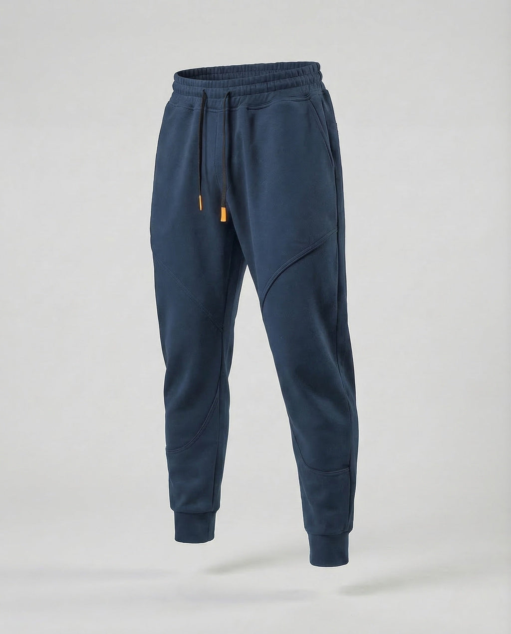 Men's Tapered Joggers with Curved Panel Seams and Drawstring Waist