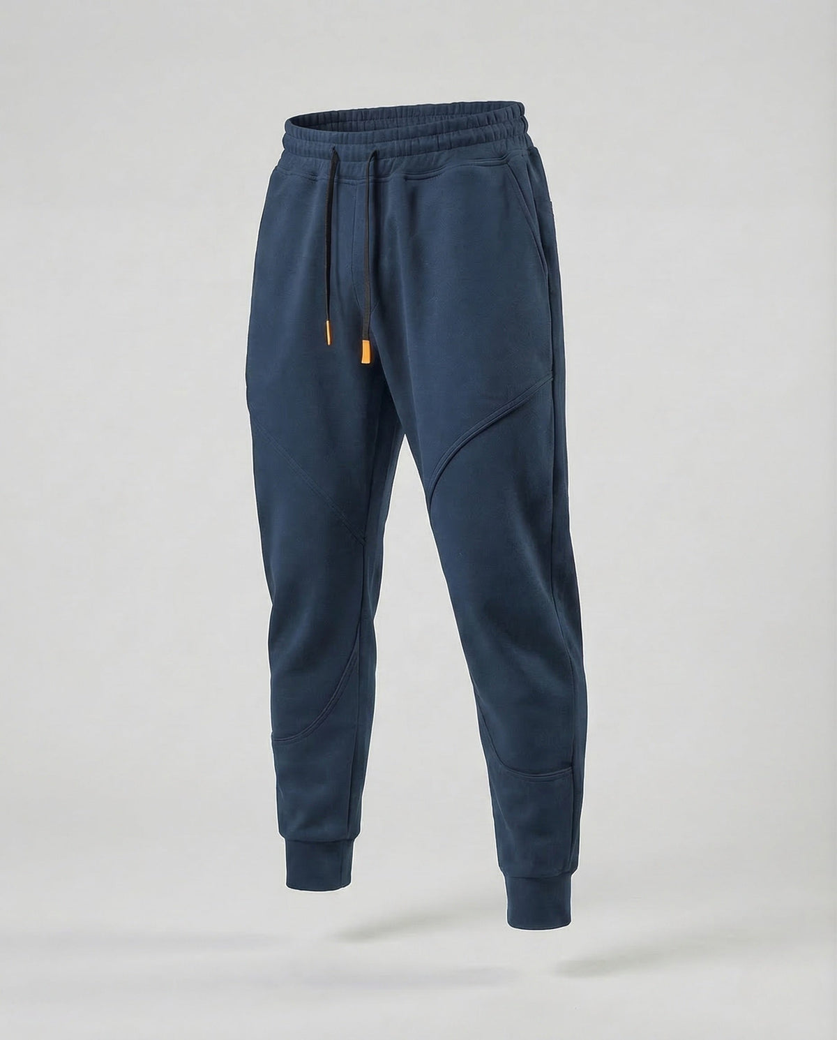 Men's Tapered Joggers with Curved Panel Seams and Drawstring Waist