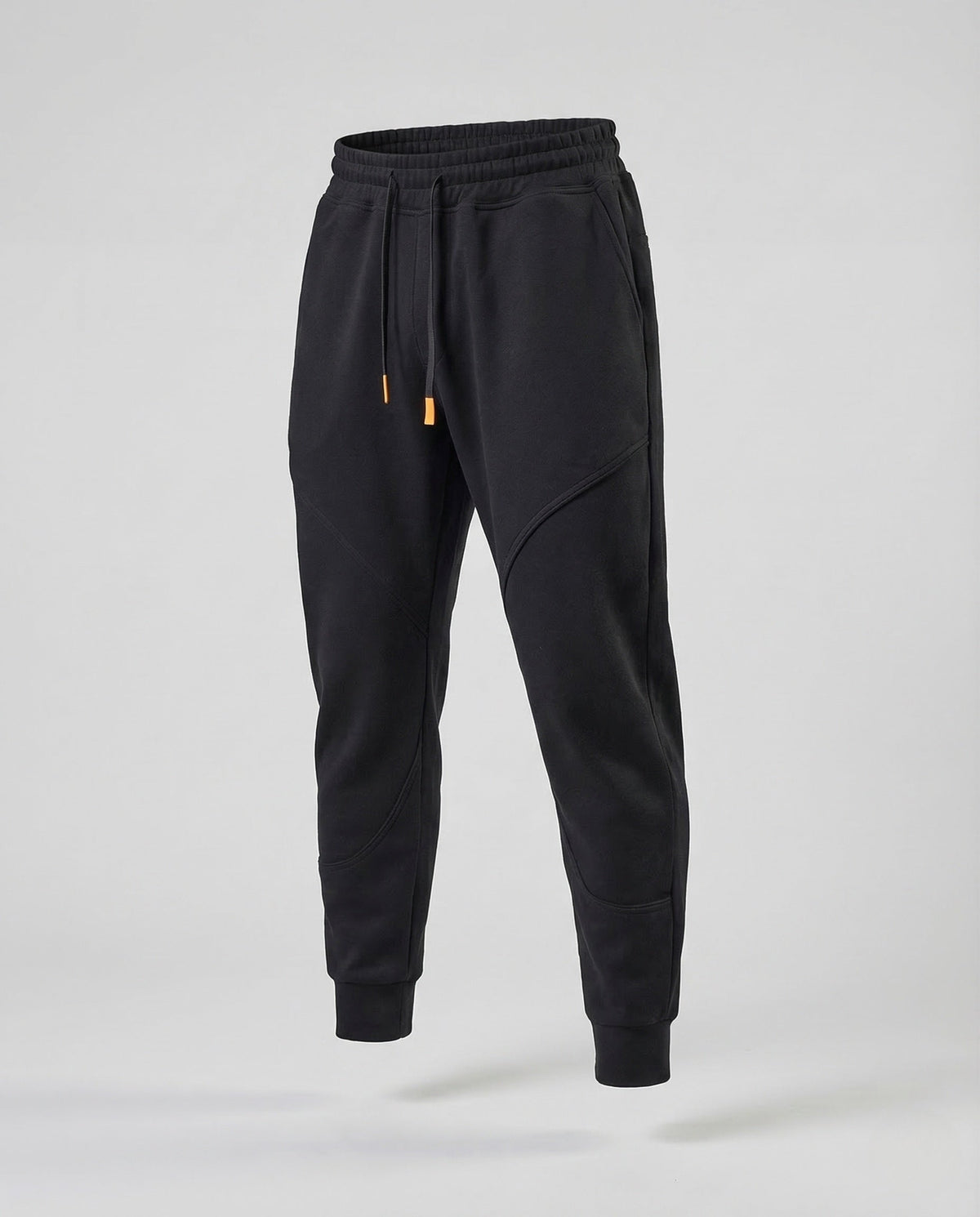 Men's Tapered Joggers with Curved Panel Seams and Drawstring Waist