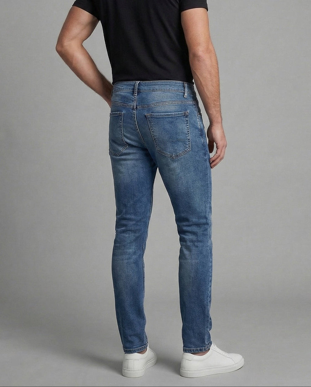 Men's Slim Fit Jeans with Classic Pockets and Belt Loops