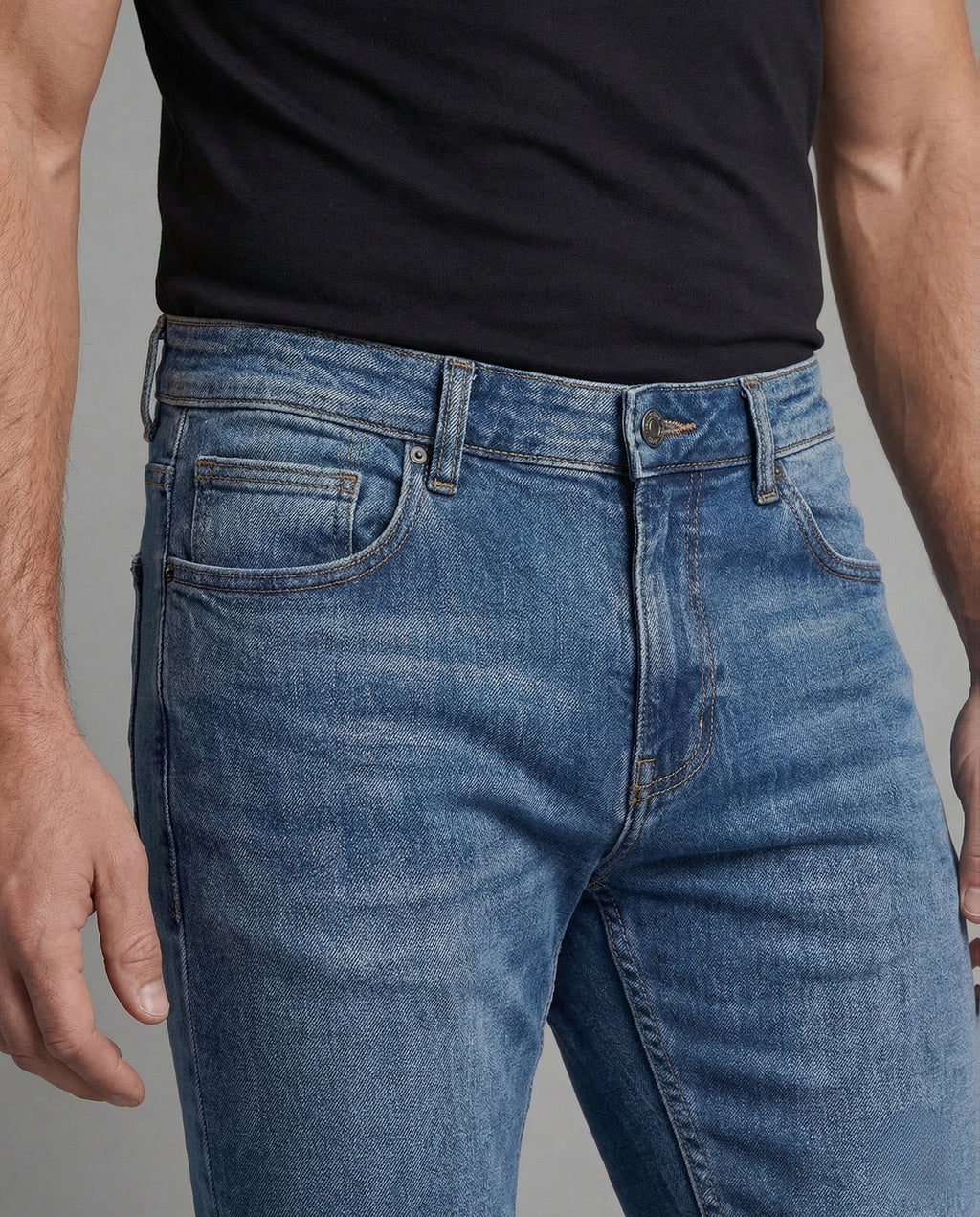Men's Slim Fit Jeans with Classic Pockets and Belt Loops